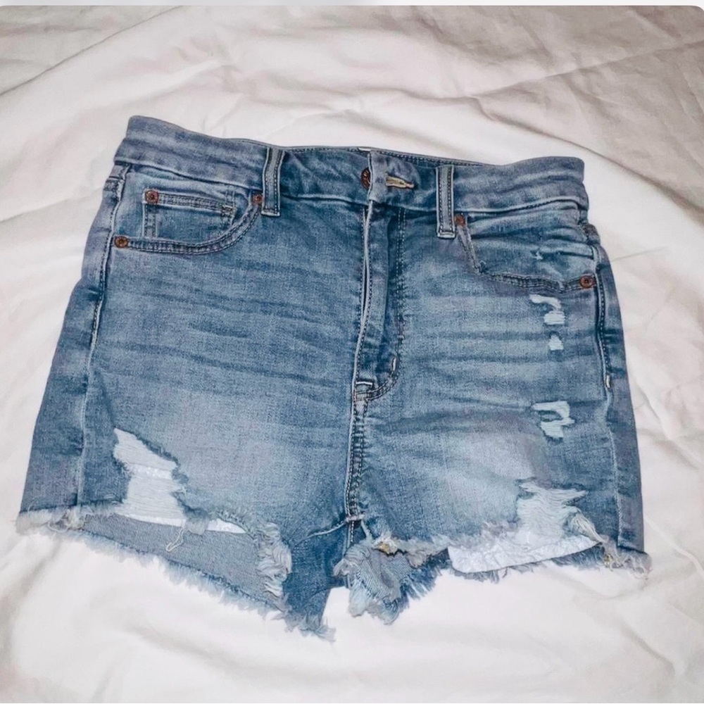 American Eagle Outfitters Blue Distressed Jean Shorts